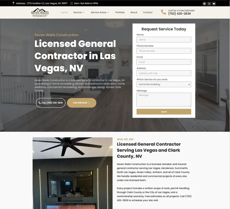 Seven Wells Construction — Web Development project by Mediators